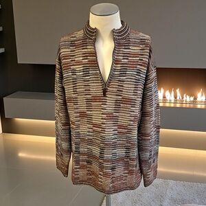VTG MISSONI SPORT MENS HALF-ZIP WOOL MOHAIR BLEND SWEATER SIZE EU 52 US LARGE